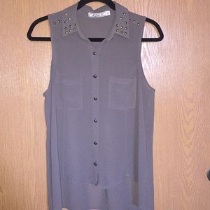 Short sleeve button up vest 100% polyester